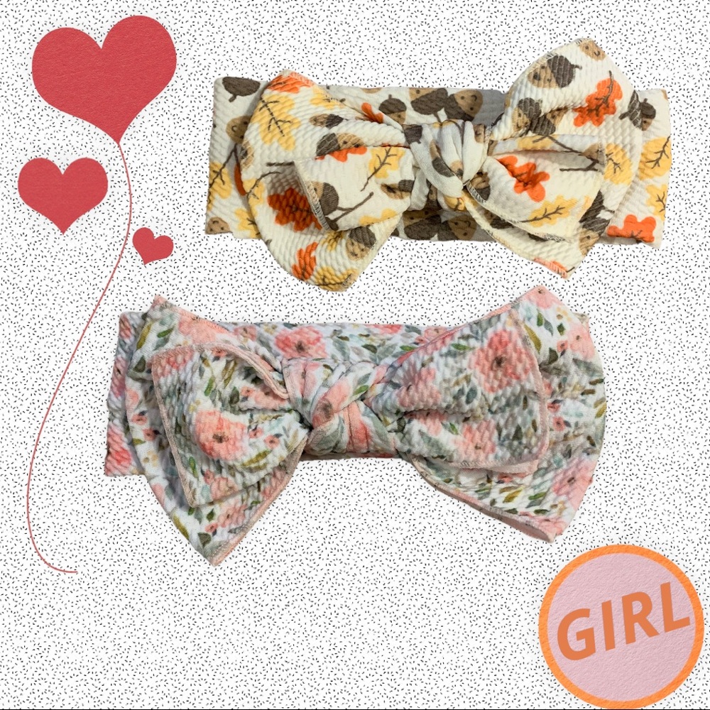 NWOT Headbands 2 Pack of Girls 3month-5T Cloth Headwrap with Bow